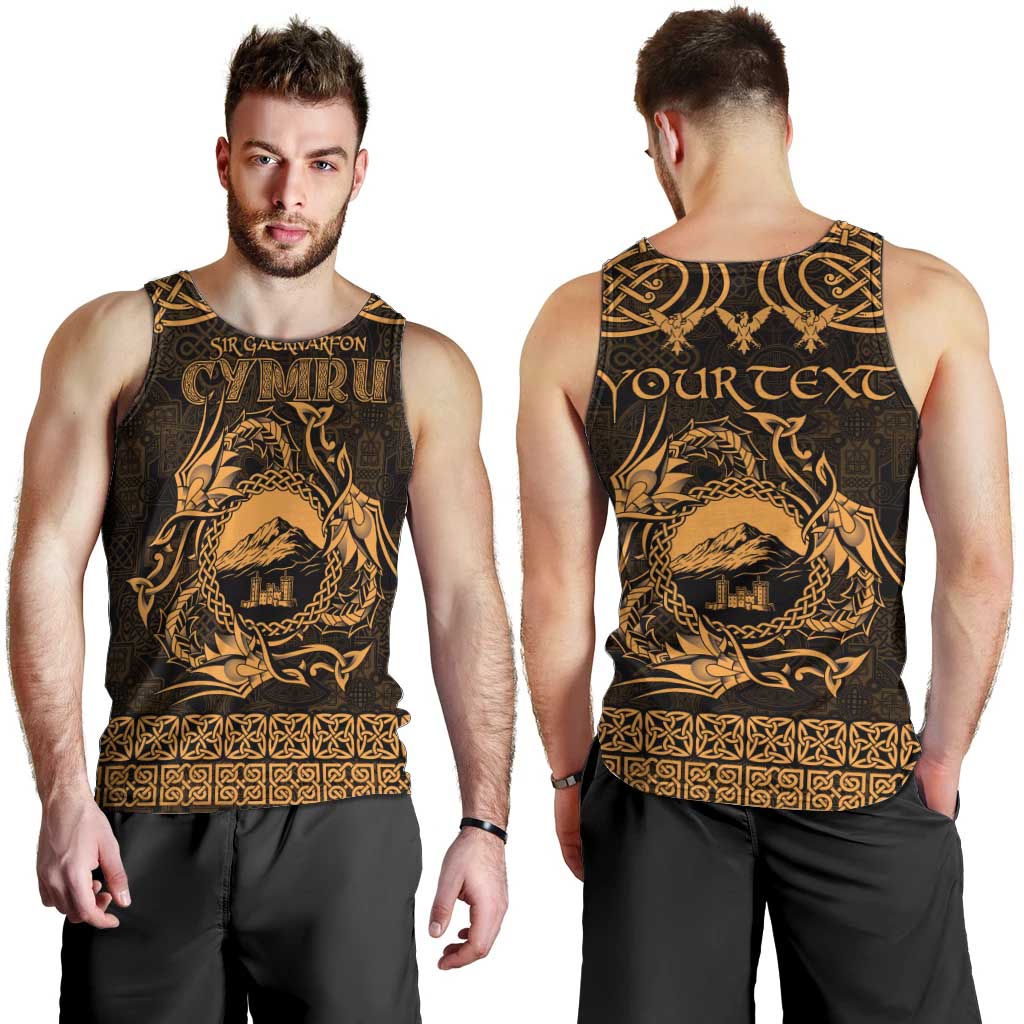 Personalized Caernarfonshire Sir Gaernarfon Men Tank Top Gold Castle Tower Celtic-inspired - Wonder Print Shop