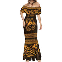 Personalized Caernarfonshire Sir Gaernarfon Mermaid Dress Gold Castle Tower Celtic-inspired - Wonder Print Shop