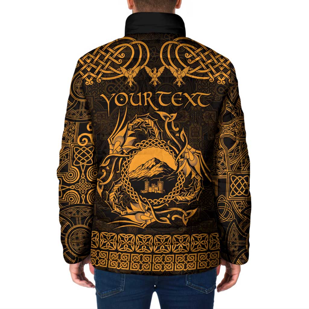Personalized Caernarfonshire Sir Gaernarfon Padded Jacket Gold Castle Tower Celtic-inspired - Wonder Print Shop