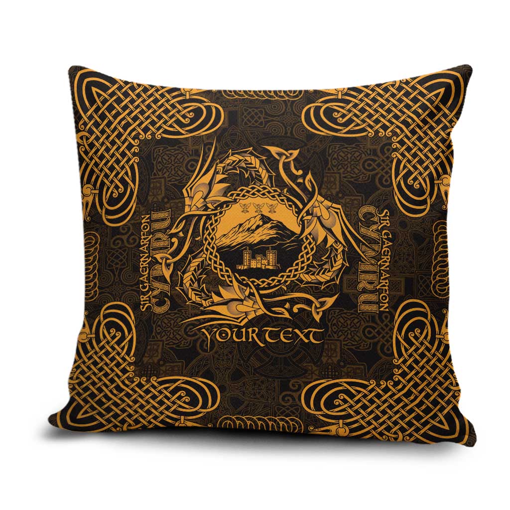 Personalized Caernarfonshire Sir Gaernarfon Pillow Cover Gold Castle Tower Celtic-inspired - Wonder Print Shop