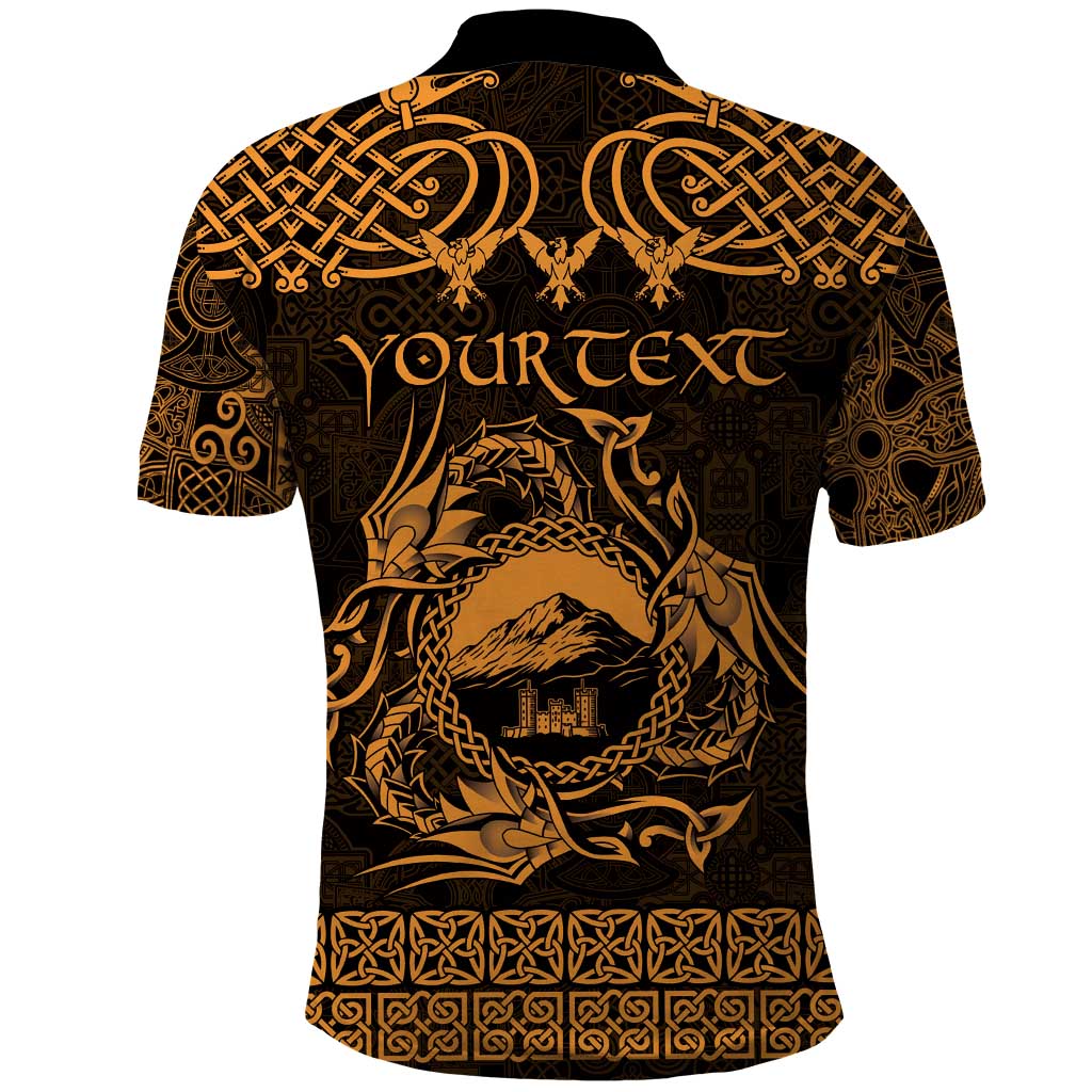 Personalized Caernarfonshire Sir Gaernarfon Polo Shirt Gold Castle Tower Celtic-inspired - Wonder Print Shop