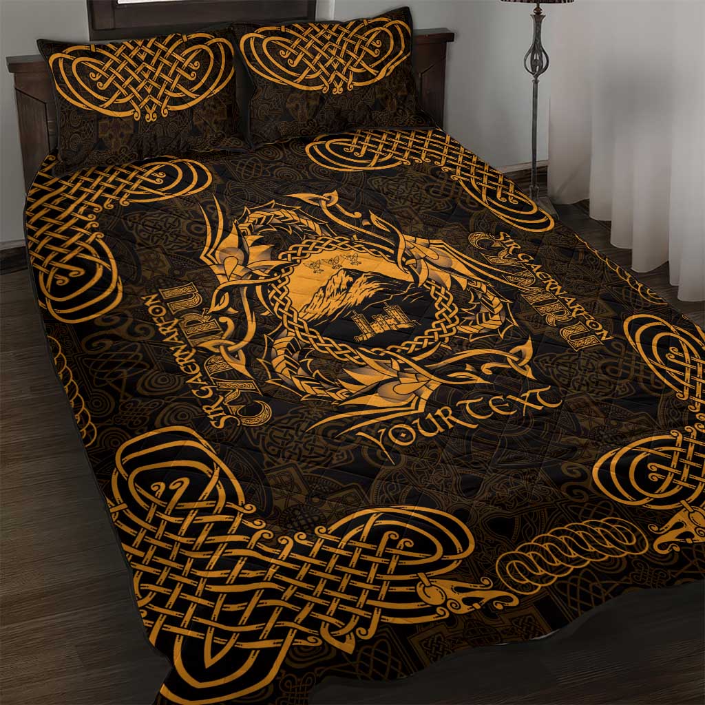 Personalized Caernarfonshire Sir Gaernarfon Quilt Bed Set Gold Castle Tower Celtic-inspired - Wonder Print Shop