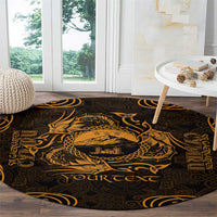 Personalized Caernarfonshire Sir Gaernarfon Round Carpet Gold Castle Tower Celtic-inspired - undefined