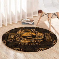 Personalized Caernarfonshire Sir Gaernarfon Round Carpet Gold Castle Tower Celtic-inspired - undefined