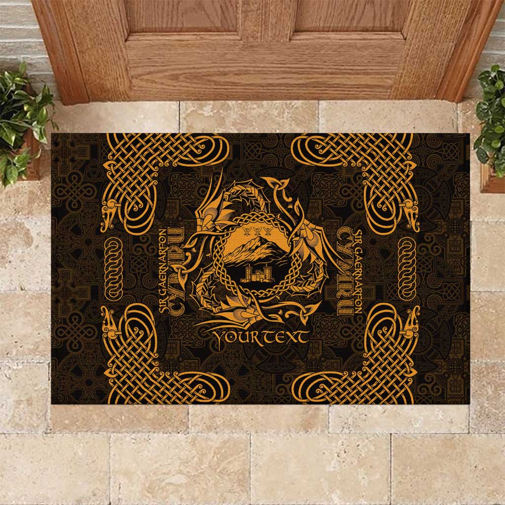 Personalized Caernarfonshire Sir Gaernarfon Rubber Doormat Gold Castle Tower Celtic-inspired - Wonder Print Shop