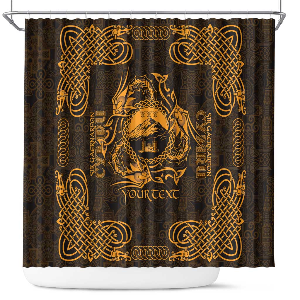 Personalized Caernarfonshire Sir Gaernarfon Shower Curtain Gold Castle Tower Celtic-inspired - Wonder Print Shop