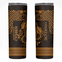 Personalized Caernarfonshire Sir Gaernarfon Skinny Tumbler Gold Castle Tower Celtic-inspired - Wonder Print Shop