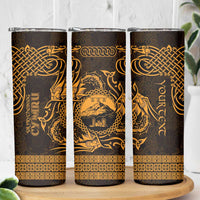 Personalized Caernarfonshire Sir Gaernarfon Skinny Tumbler Gold Castle Tower Celtic-inspired - Wonder Print Shop
