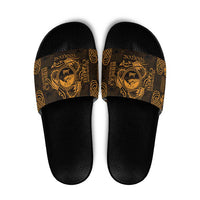 Personalized Caernarfonshire Sir Gaernarfon Slide Sandals Gold Castle Tower Celtic-inspired - Wonder Print Shop