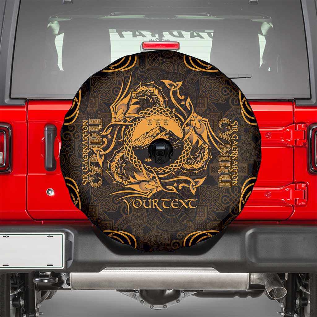 Personalized Caernarfonshire Sir Gaernarfon Spare Tire Cover Gold Castle Tower Celtic-inspired - Wonder Print Shop