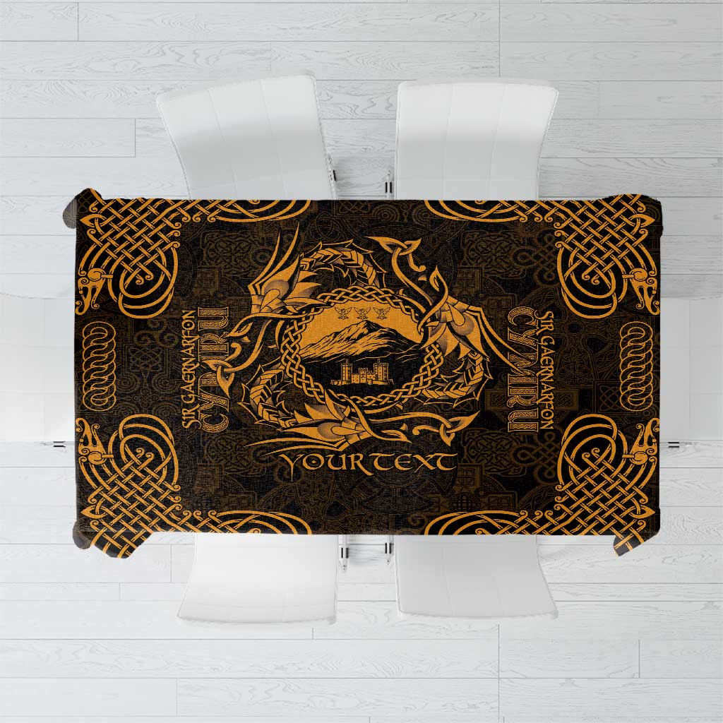 Personalized Caernarfonshire Sir Gaernarfon Tablecloth Gold Castle Tower Celtic-inspired - Wonder Print Shop