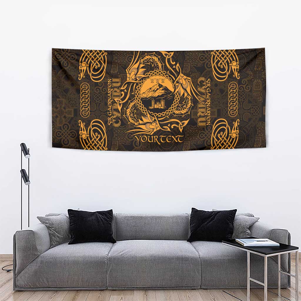 Personalized Caernarfonshire Sir Gaernarfon Tapestry Gold Castle Tower Celtic-inspired - Wonder Print Shop
