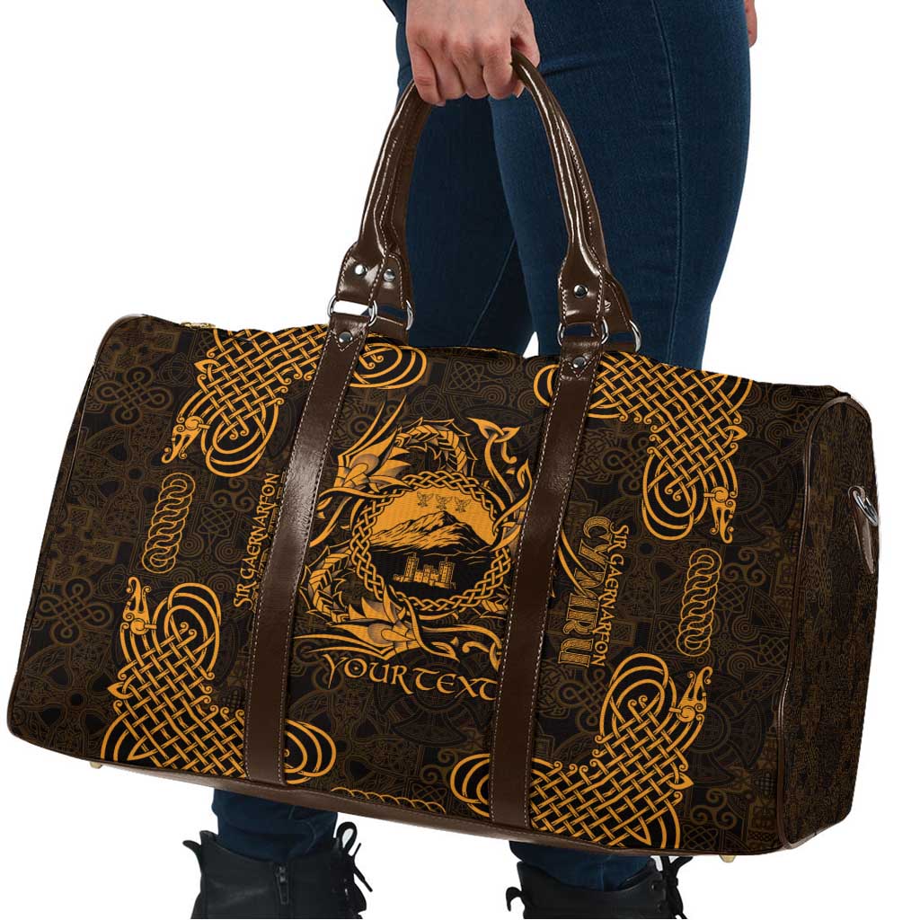 Personalized Caernarfonshire Sir Gaernarfon Travel Bag Gold Castle Tower Celtic-inspired - Wonder Print Shop