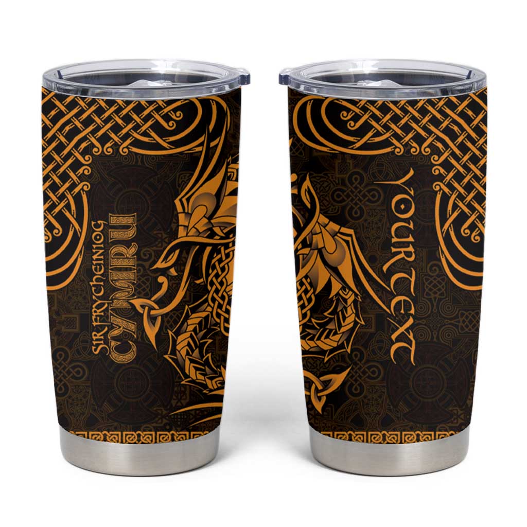 Personalized Caernarfonshire Sir Gaernarfon Tumbler Cup Gold Castle Tower Celtic-inspired - Wonder Print Shop