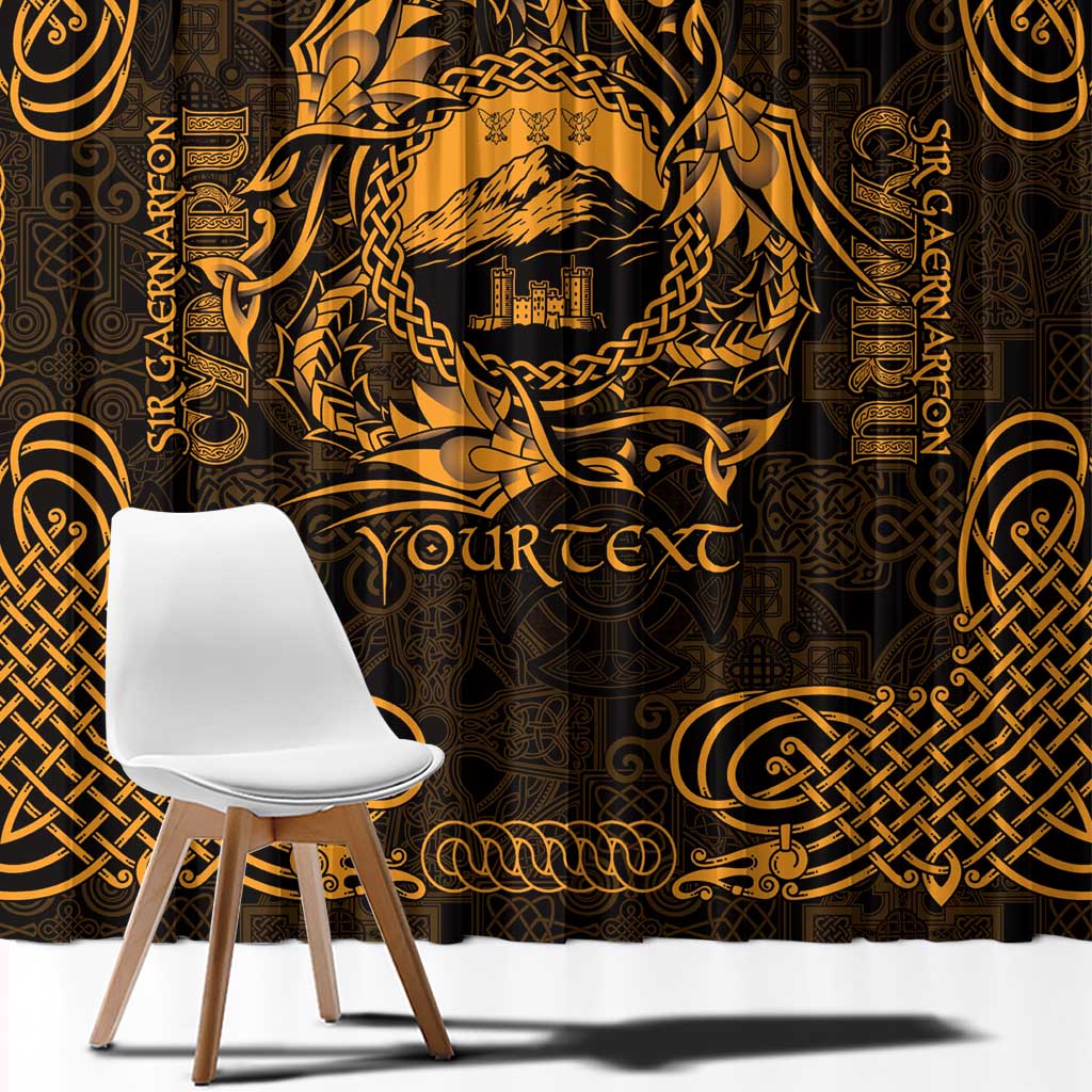 Personalized Caernarfonshire Sir Gaernarfon Window Curtain Gold Castle Tower Celtic-inspired - Wonder Print Shop