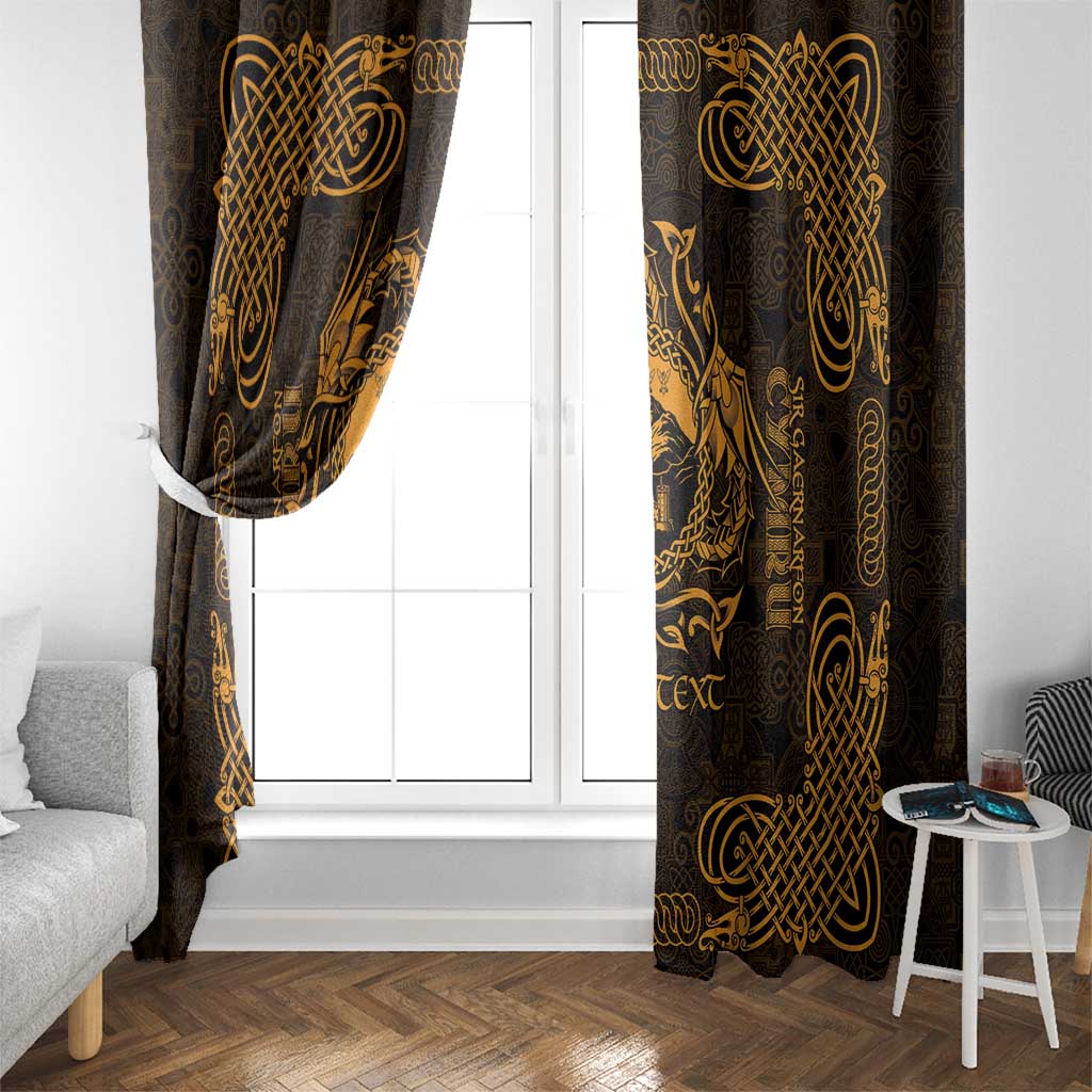 Personalized Caernarfonshire Sir Gaernarfon Window Curtain Gold Castle Tower Celtic-inspired - Wonder Print Shop