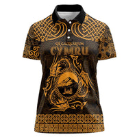 Personalized Caernarfonshire Sir Gaernarfon Women Polo Shirt Gold Castle Tower Celtic-inspired - Wonder Print Shop