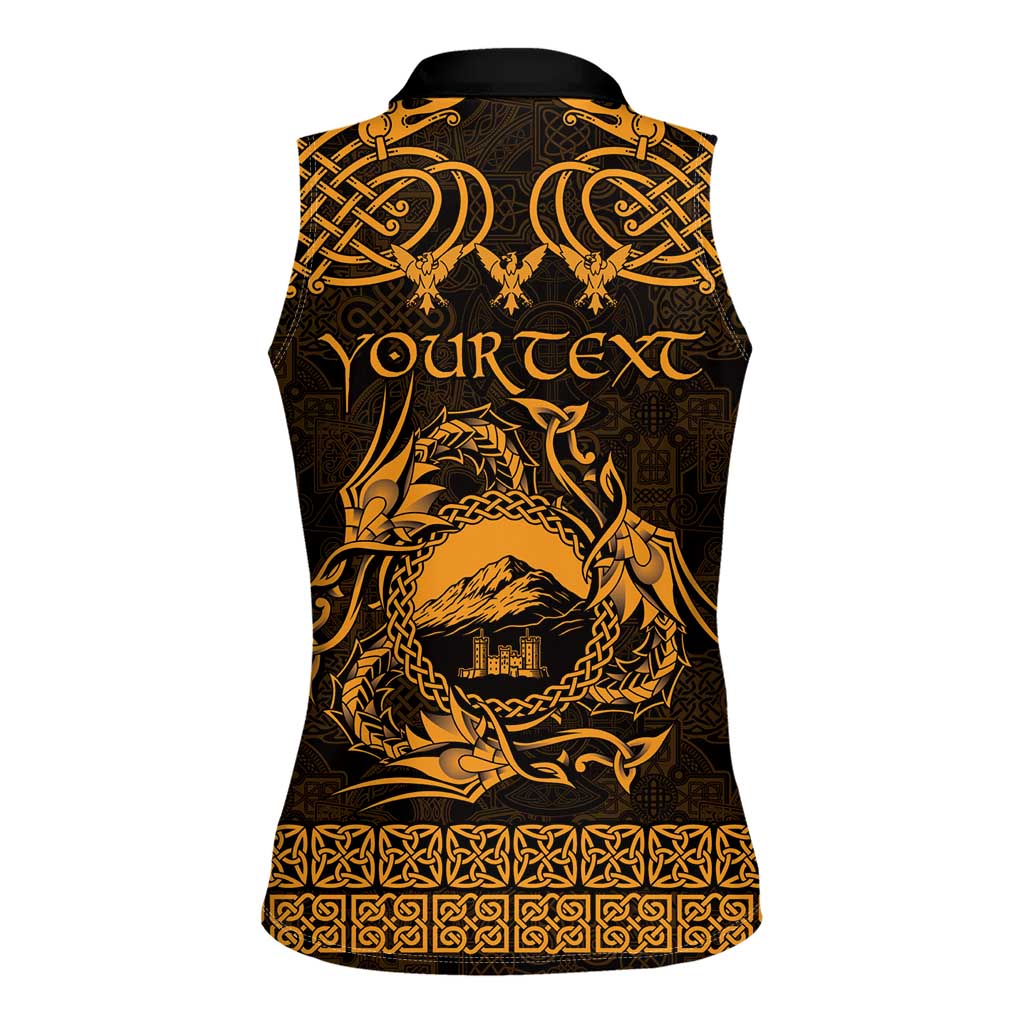 Personalized Caernarfonshire Sir Gaernarfon Women Sleeveless Polo Shirt Gold Castle Tower Celtic-inspired - Wonder Print Shop