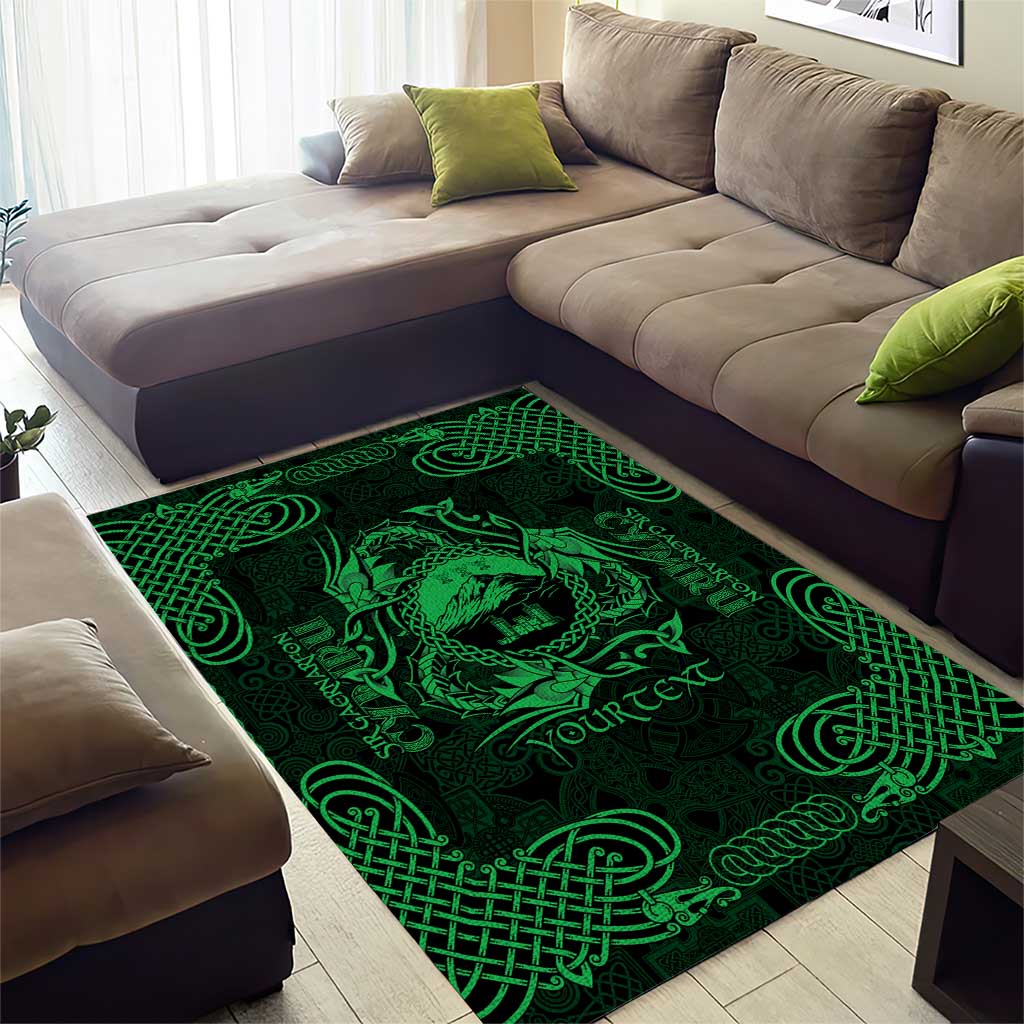 Personalized Caernarfonshire Sir Gaernarfon Area Rug Green Castle Tower Celtic-inspired - Wonder Print Shop