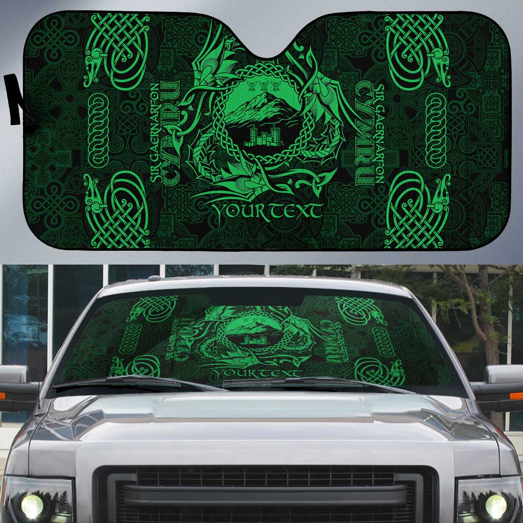 Personalized Caernarfonshire Sir Gaernarfon Auto Sun Shade Green Castle Tower Celtic-inspired - Wonder Print Shop