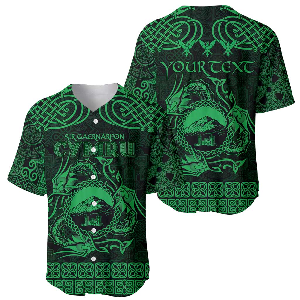Personalized Caernarfonshire Sir Gaernarfon Baseball Jersey Green Castle Tower Celtic-inspired - Wonder Print Shop