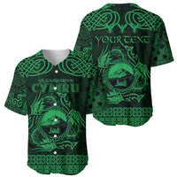 Personalized Caernarfonshire Sir Gaernarfon Baseball Jersey Green Castle Tower Celtic-inspired - Wonder Print Shop