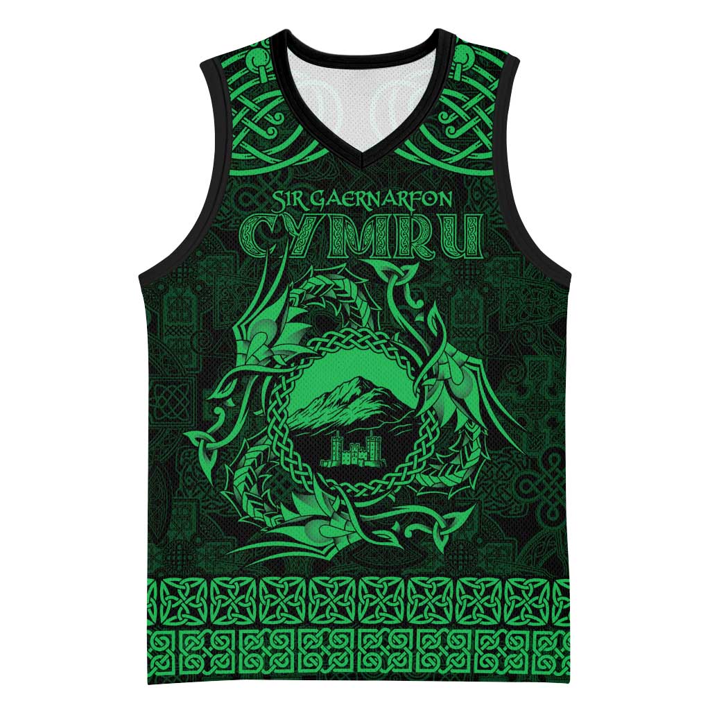 Personalized Caernarfonshire Sir Gaernarfon Basketball Jersey Green Castle Tower Celtic-inspired - Wonder Print Shop