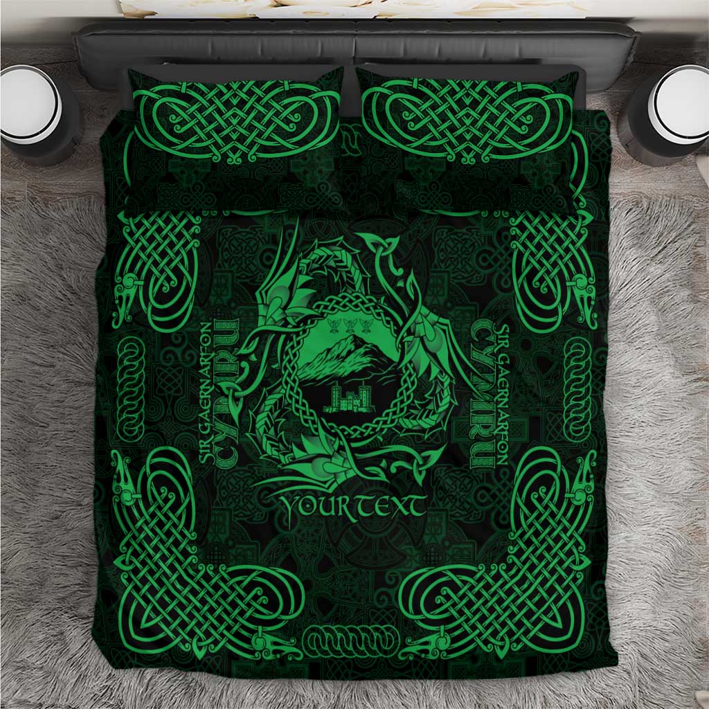 Personalized Caernarfonshire Sir Gaernarfon Bedding Set Green Castle Tower Celtic-inspired - Wonder Print Shop