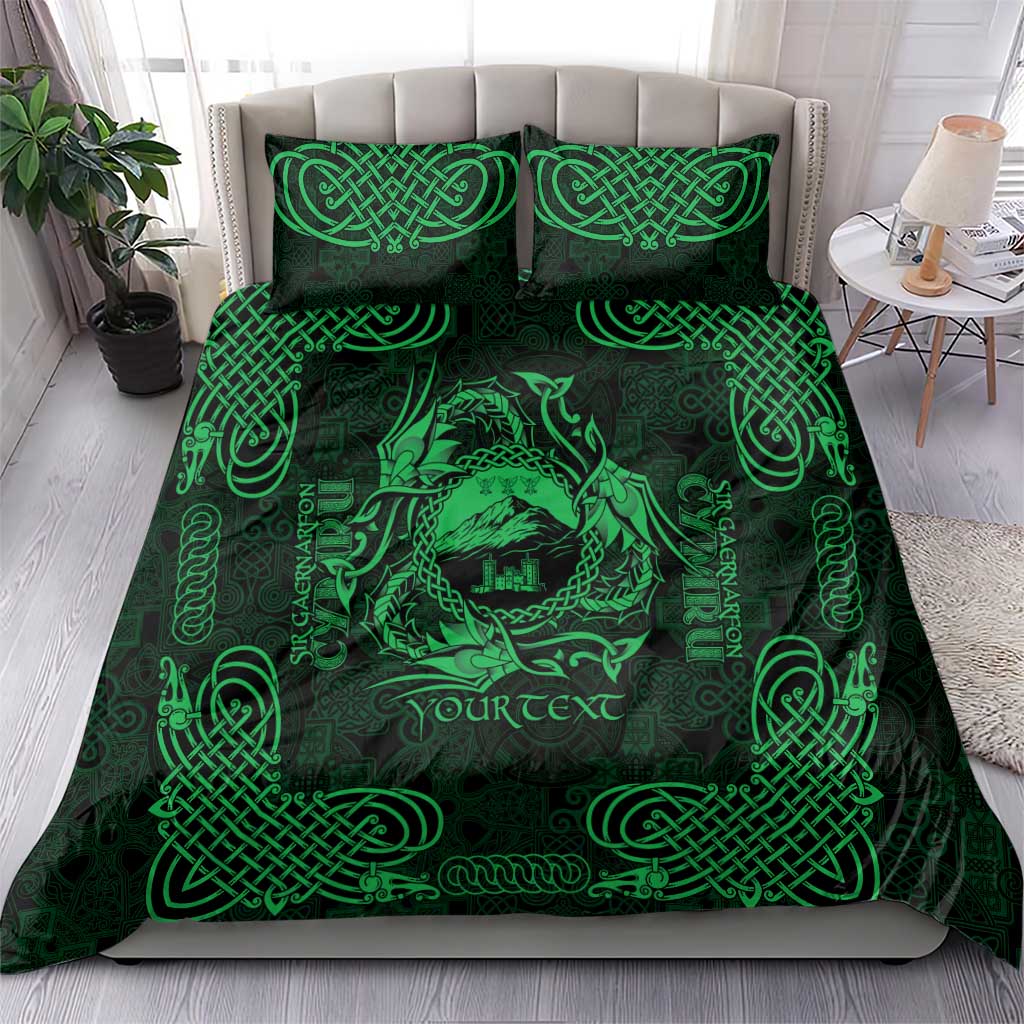 Personalized Caernarfonshire Sir Gaernarfon Bedding Set Green Castle Tower Celtic-inspired - Wonder Print Shop