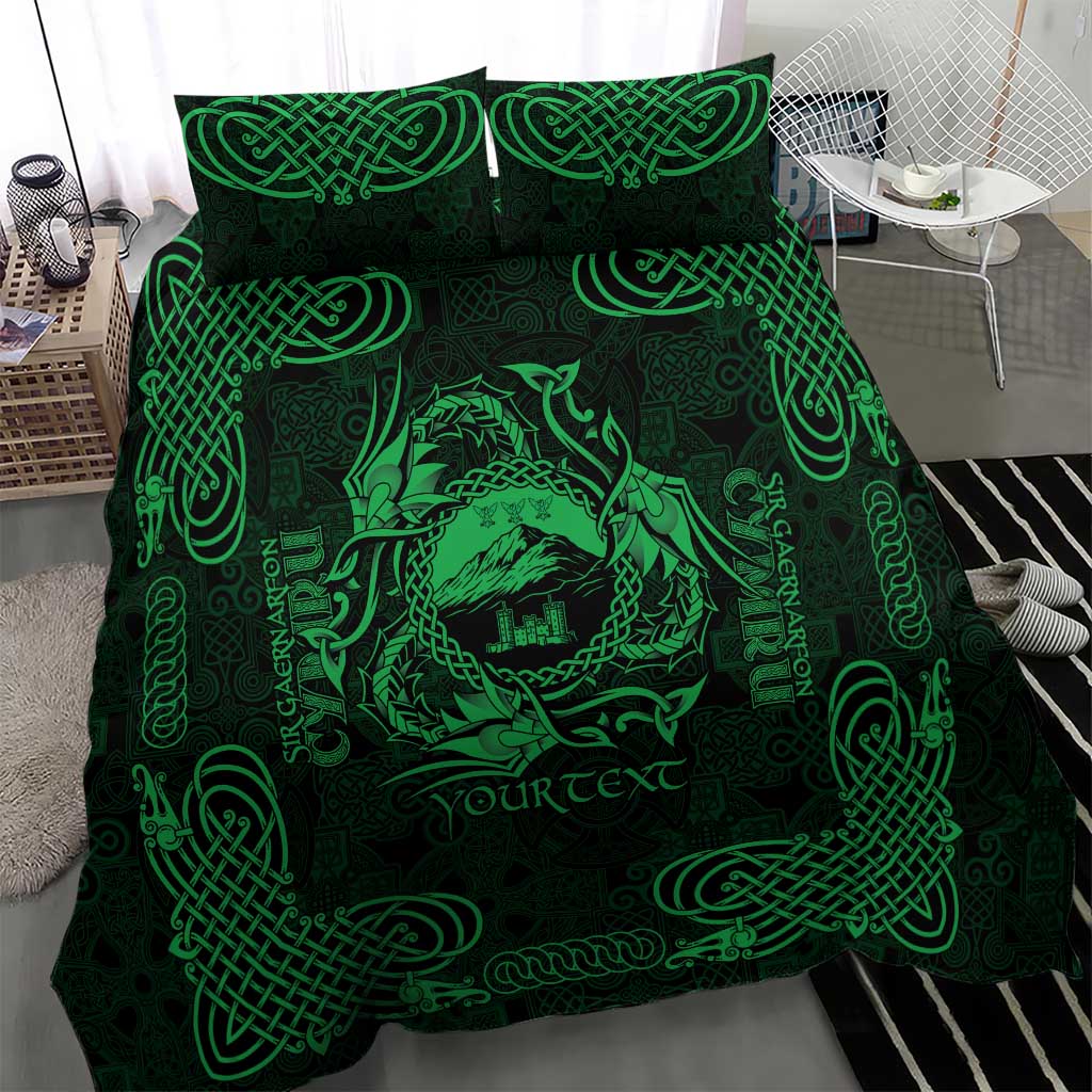 Personalized Caernarfonshire Sir Gaernarfon Bedding Set Green Castle Tower Celtic-inspired - Wonder Print Shop