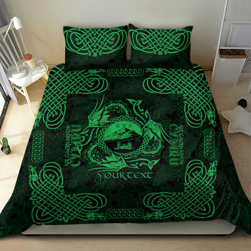 Personalized Caernarfonshire Sir Gaernarfon Bedding Set Green Castle Tower Celtic-inspired - Wonder Print Shop