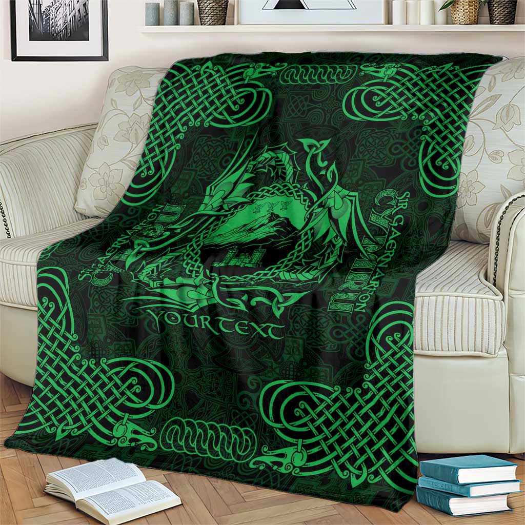 Personalized Caernarfonshire Sir Gaernarfon Blanket Green Castle Tower Celtic-inspired - Wonder Print Shop