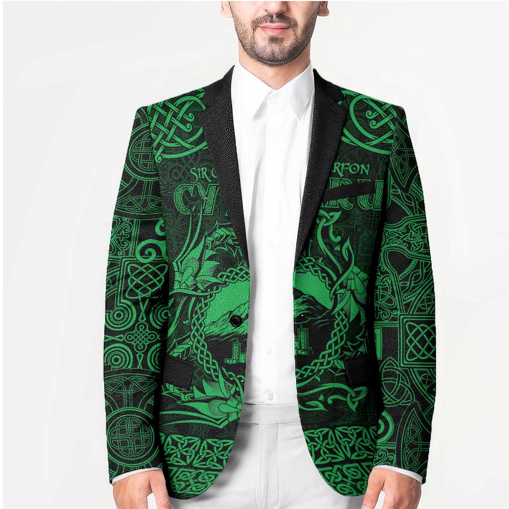 Personalized Caernarfonshire Sir Gaernarfon Blazer Green Castle Tower Celtic-inspired - Wonder Print Shop