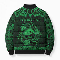 Personalized Caernarfonshire Sir Gaernarfon Bomber Puffer Jacket Green Castle Tower Celtic-inspired - Wonder Print Shop