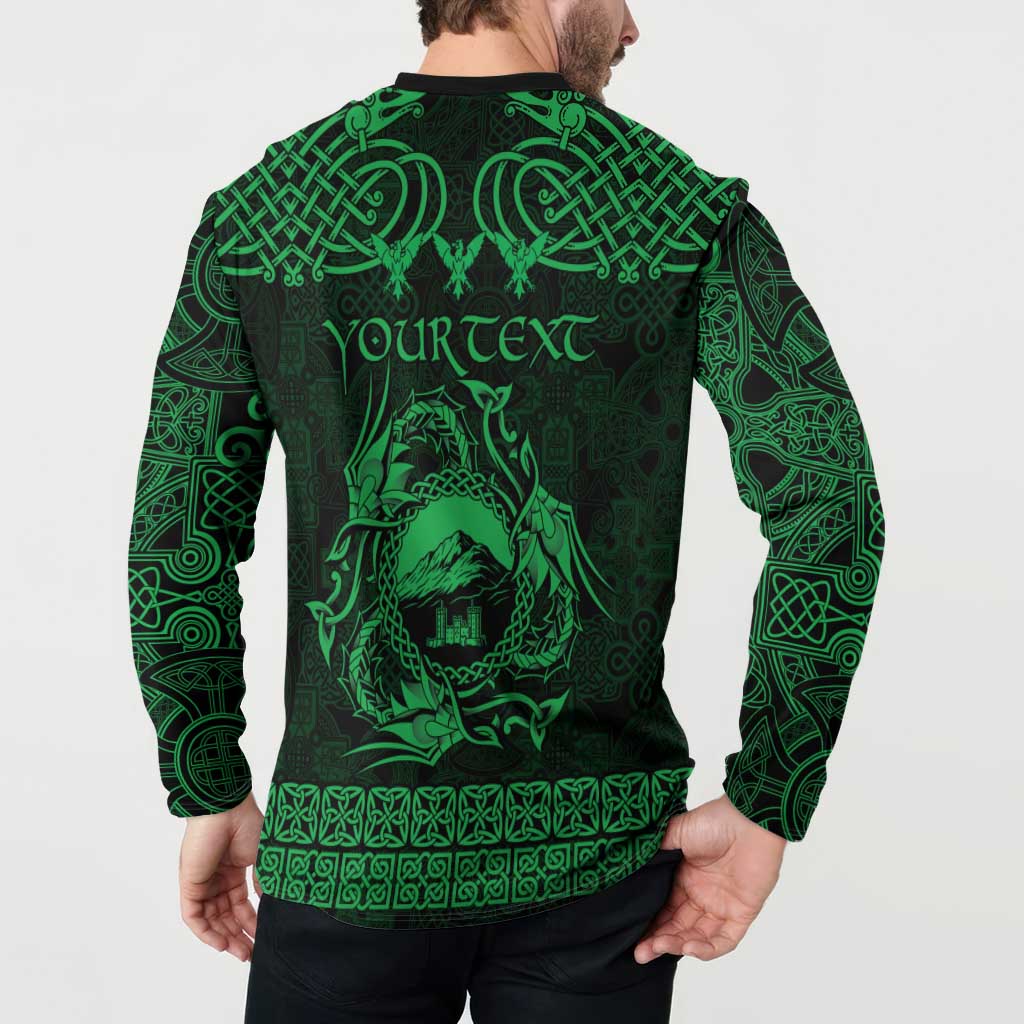 Personalized Caernarfonshire Sir Gaernarfon Button Sweatshirt Green Castle Tower Celtic-inspired - Wonder Print Shop