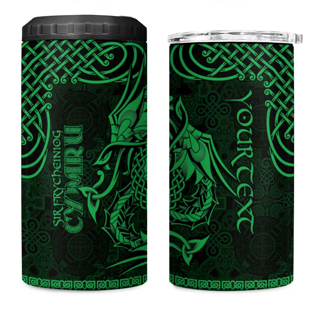 Personalized Caernarfonshire Sir Gaernarfon 4 in 1 Can Cooler Tumbler Green Castle Tower Celtic-inspired - Wonder Print Shop