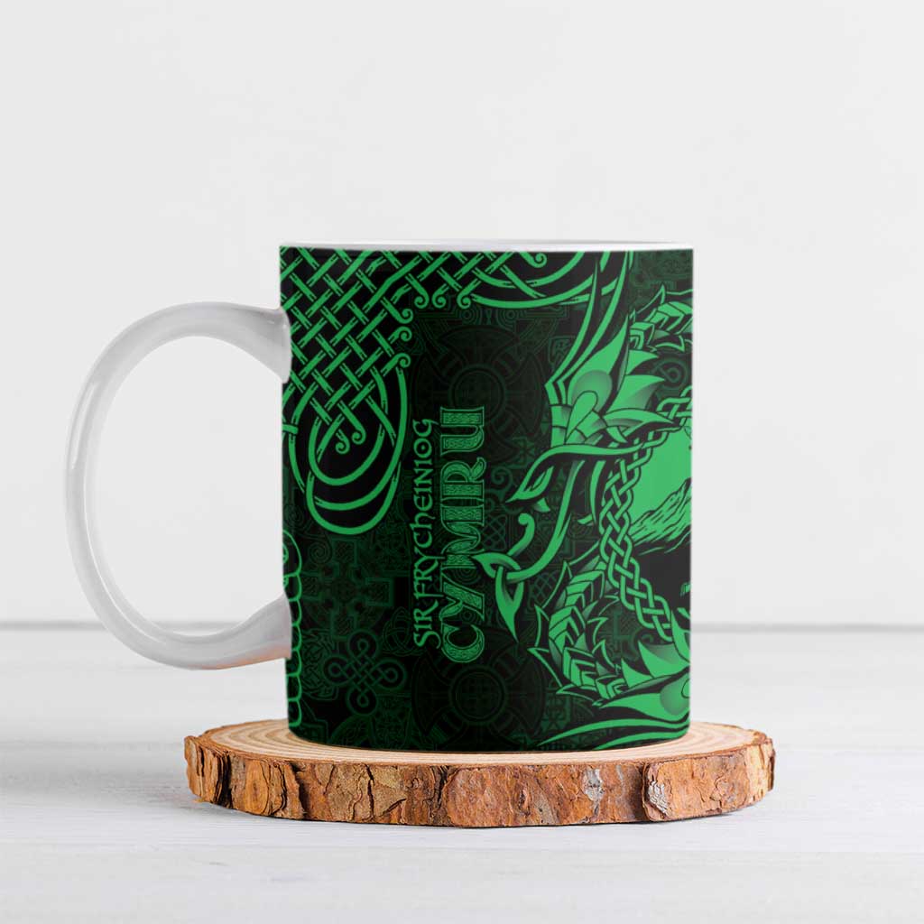 Personalized Caernarfonshire Sir Gaernarfon Ceramic Mug Green Castle Tower Celtic-inspired - Wonder Print Shop