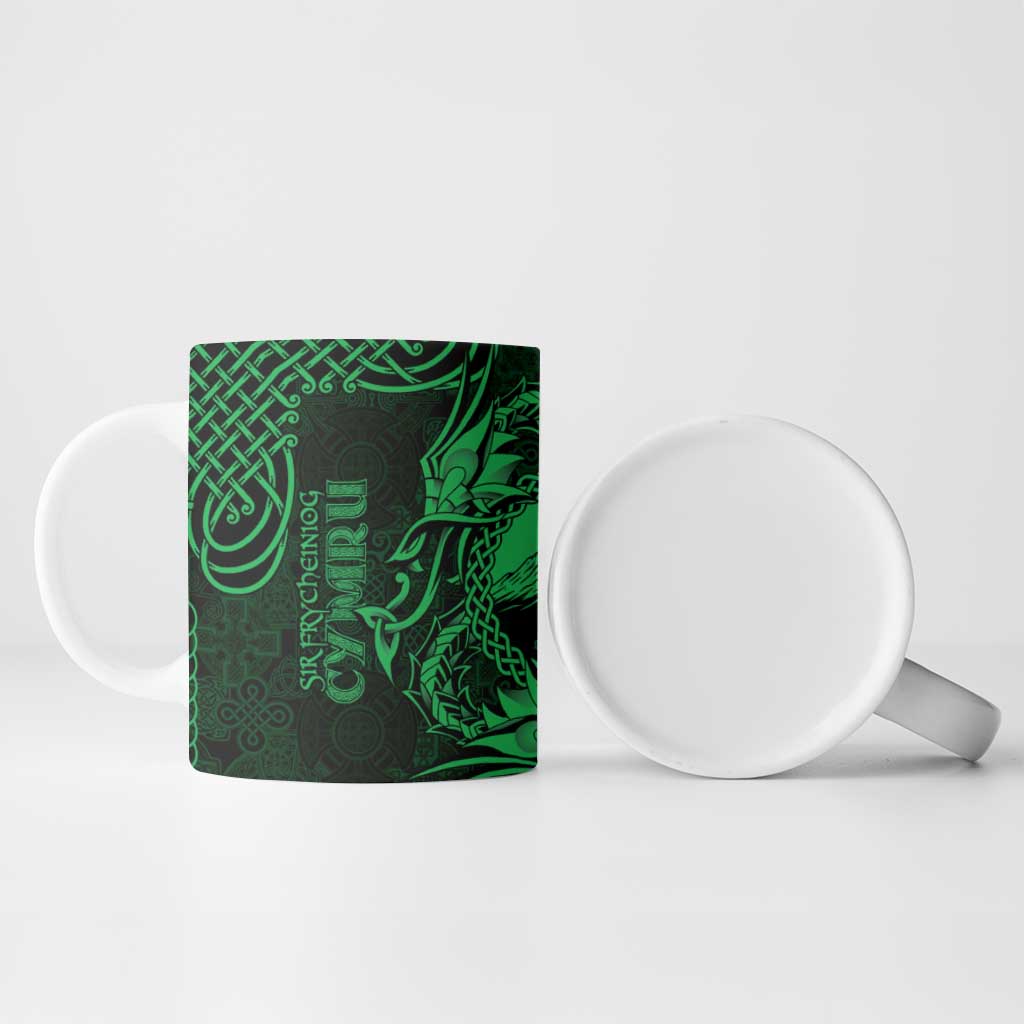 Personalized Caernarfonshire Sir Gaernarfon Ceramic Mug Green Castle Tower Celtic-inspired - Wonder Print Shop