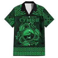 Personalized Caernarfonshire Sir Gaernarfon Family Matching Long Sleeve Bodycon Dress and Hawaiian Shirt Green Castle Tower Celtic-inspired - Wonder Print Shop