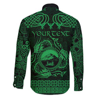 Personalized Caernarfonshire Sir Gaernarfon Family Matching Off The Shoulder Long Sleeve Dress and Hawaiian Shirt Green Castle Tower Celtic-inspired - Wonder Print Shop