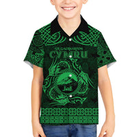 Personalized Caernarfonshire Sir Gaernarfon Family Matching Off The Shoulder Long Sleeve Dress and Hawaiian Shirt Green Castle Tower Celtic-inspired - Wonder Print Shop