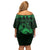 Personalized Caernarfonshire Sir Gaernarfon Family Matching Off Shoulder Short Dress and Hawaiian Shirt Green Castle Tower Celtic-inspired - Wonder Print Shop