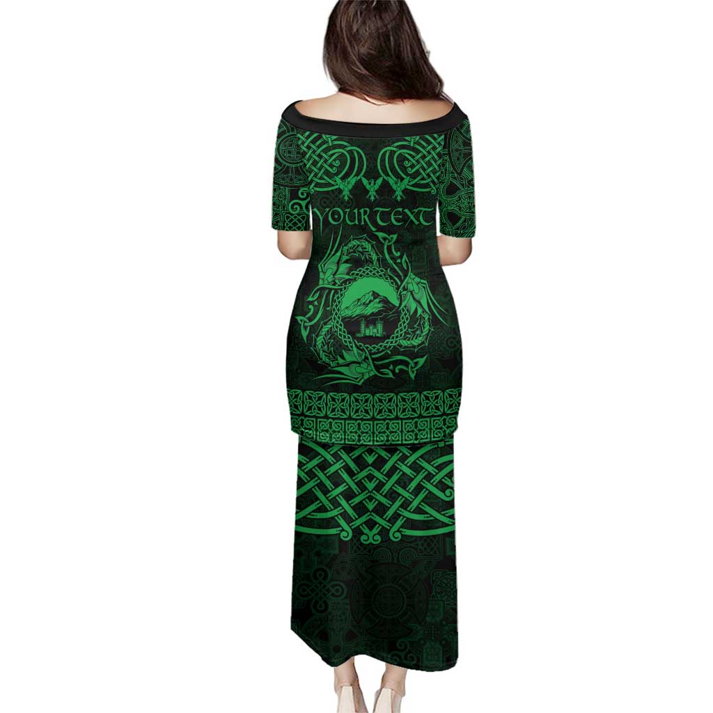 Personalized Caernarfonshire Sir Gaernarfon Family Matching Puletasi and Hawaiian Shirt Green Castle Tower Celtic-inspired - Wonder Print Shop