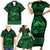 Personalized Caernarfonshire Sir Gaernarfon Family Matching Short Sleeve Bodycon Dress and Hawaiian Shirt Green Castle Tower Celtic-inspired - Wonder Print Shop
