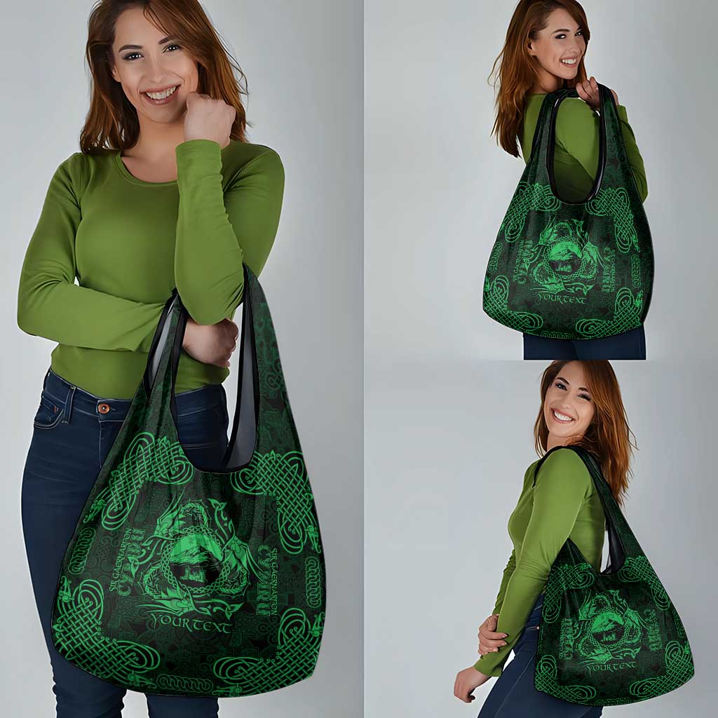 Personalized Caernarfonshire Sir Gaernarfon Grocery Bag Green Castle Tower Celtic-inspired - Wonder Print Shop