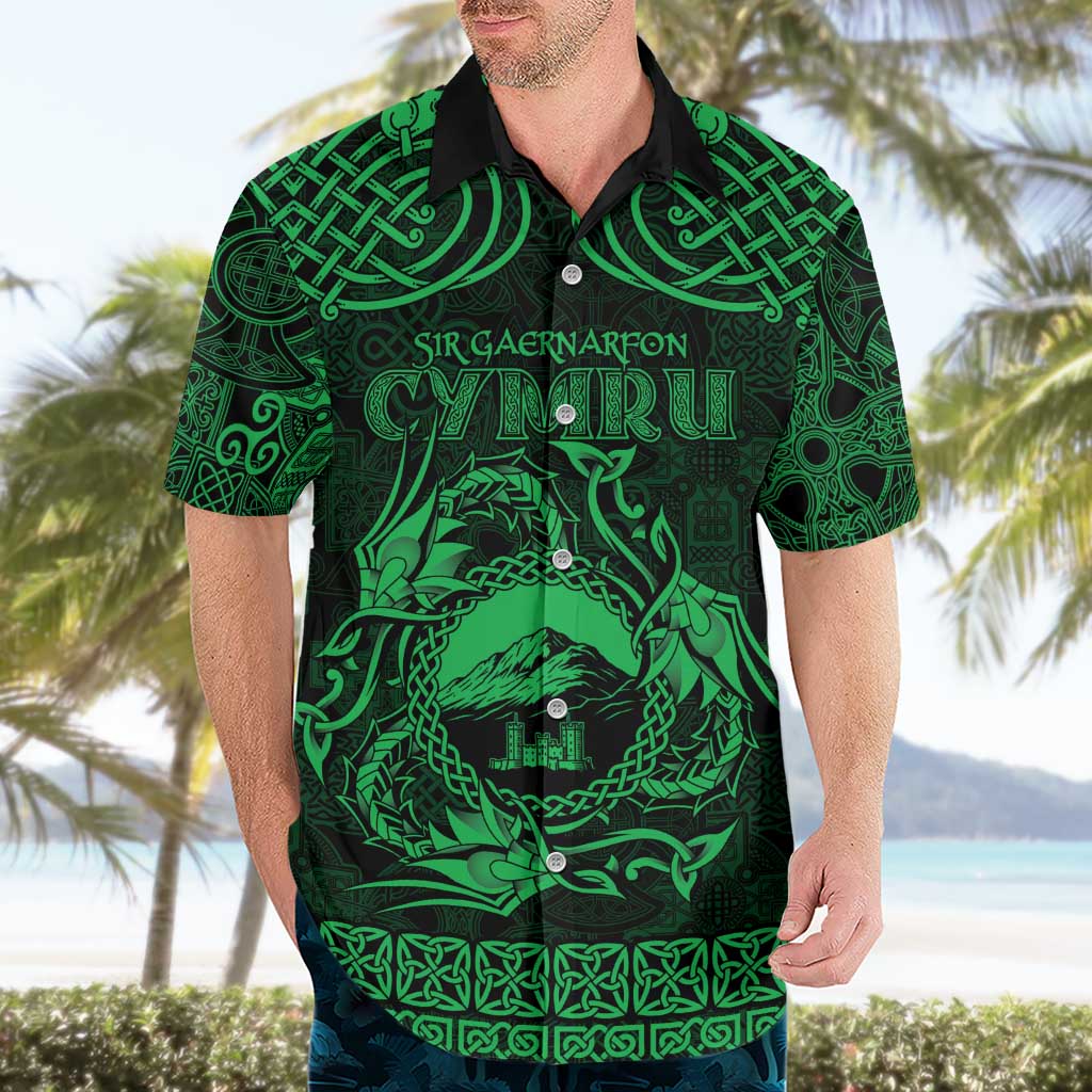 Personalized Caernarfonshire Sir Gaernarfon Hawaiian Shirt Green Castle Tower Celtic-inspired - Wonder Print Shop