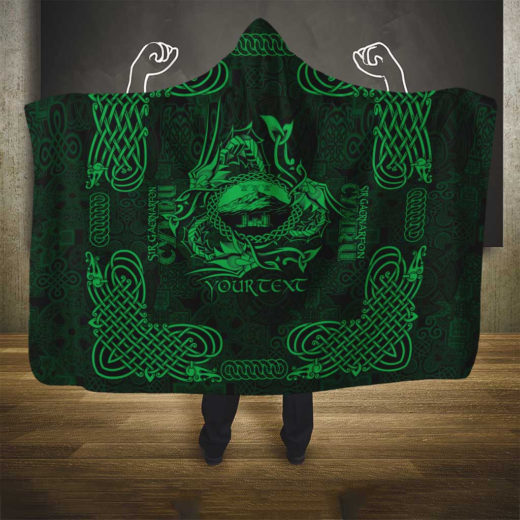 Personalized Caernarfonshire Sir Gaernarfon Hooded Blanket Green Castle Tower Celtic-inspired - Wonder Print Shop