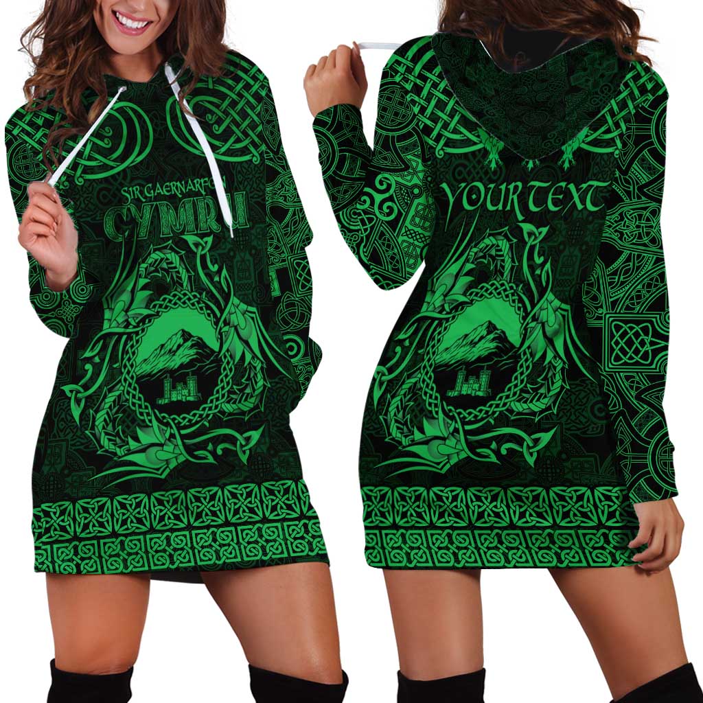 Personalized Caernarfonshire Sir Gaernarfon Hoodie Dress Green Castle Tower Celtic-inspired - Wonder Print Shop