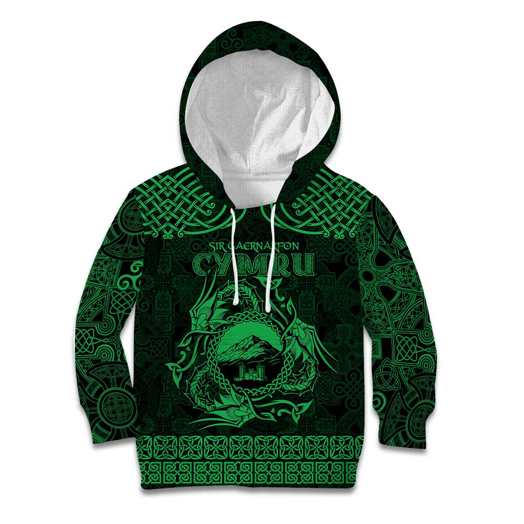 Personalized Caernarfonshire Sir Gaernarfon Kid Hoodie Green Castle Tower Celtic-inspired - Wonder Print Shop