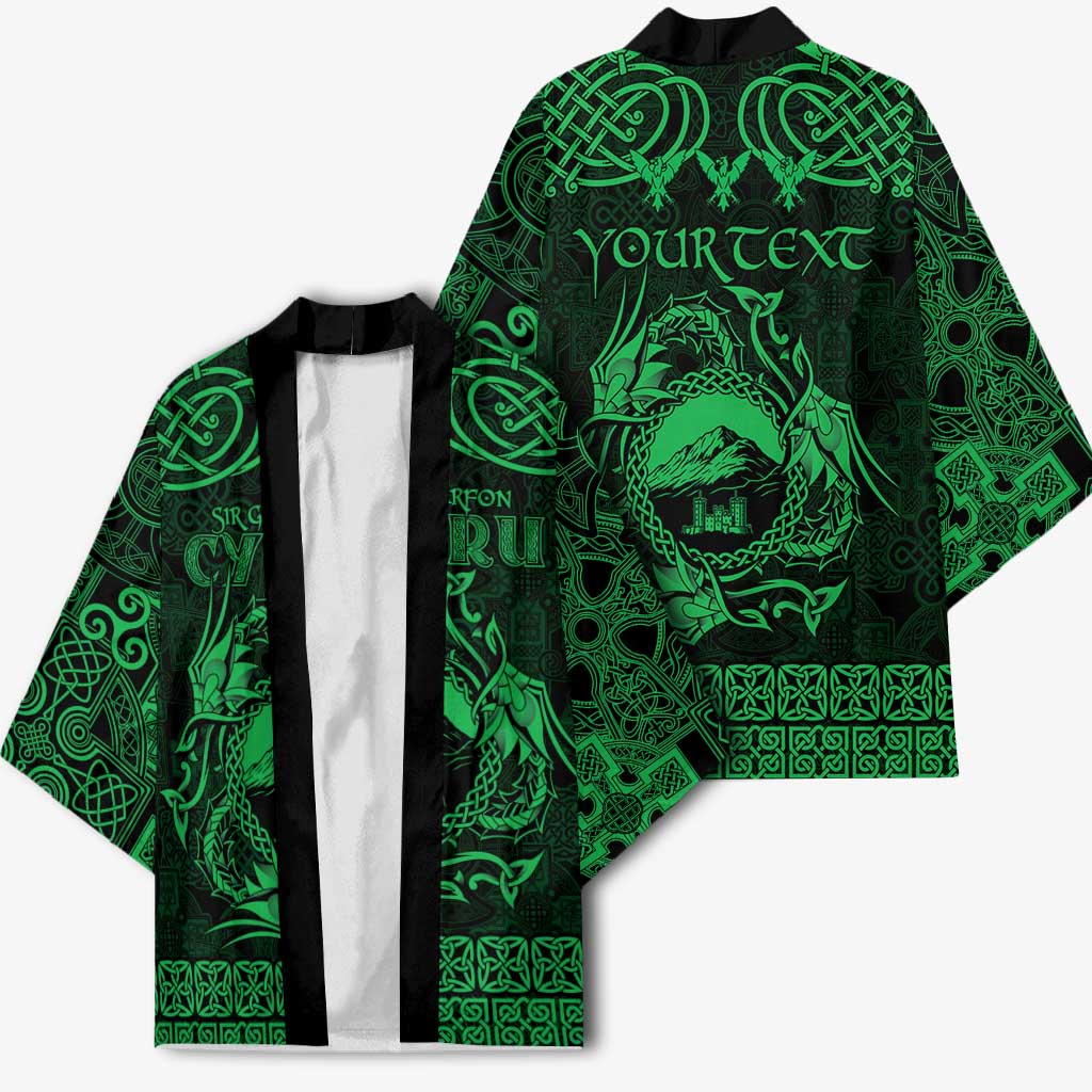 Personalized Caernarfonshire Sir Gaernarfon Kimono Green Castle Tower Celtic-inspired - Wonder Print Shop